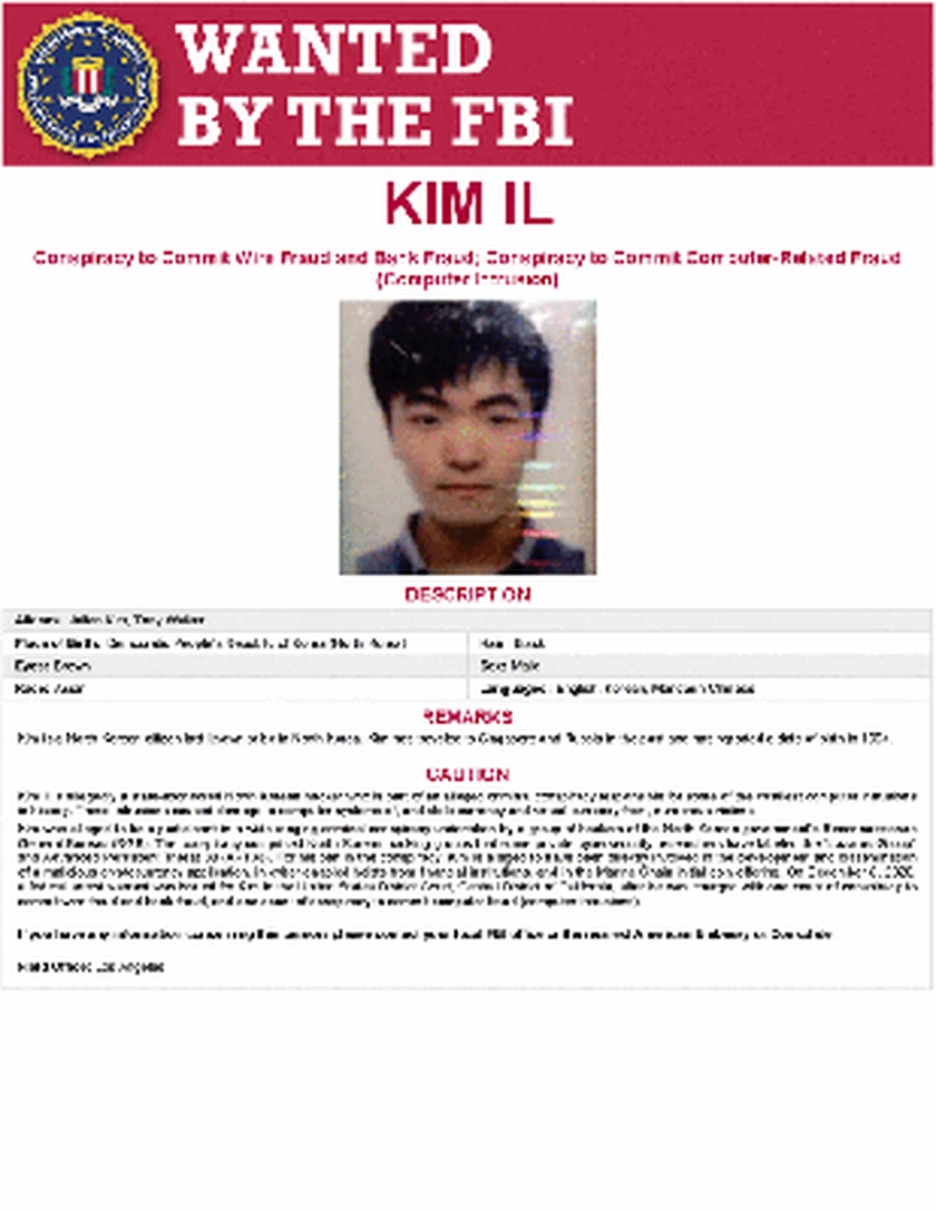 FBI wanted poster: Kim Il